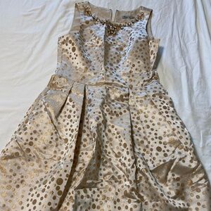 Eliza J Fit Flare Gold Dress with Pockets